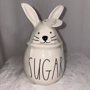 Rae Dunn Bunny Sugar Jar 7” tall Easter Rabbit Decor NWT